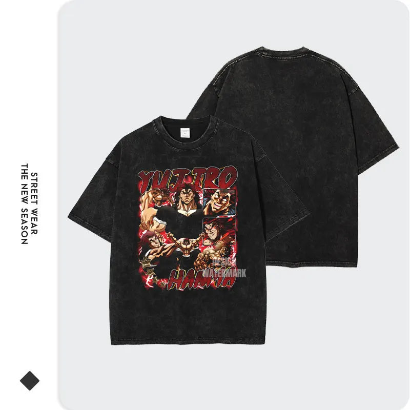 Baki Hanma Oversized Vintage Washed T-Shirt Manga Tee