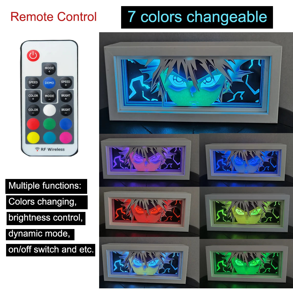 Anime Paper-Cut 3D Night Light – 7-Color Remote Control Lamp