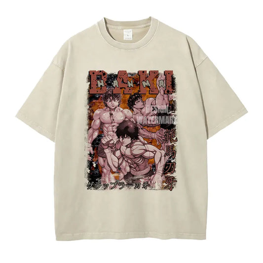 Baki Hanma Oversized Vintage Washed T-Shirt Manga Tee