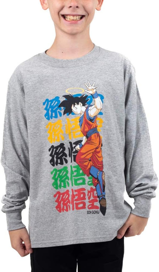 Dragon Ball Z Long Sleeve Shirt for Boys - Grey Anime Design
