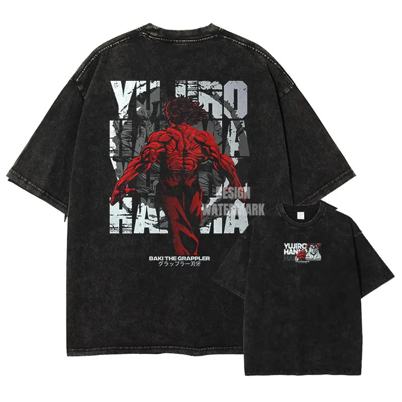 Baki Hanma Oversized Vintage Washed T-Shirt Manga Tee