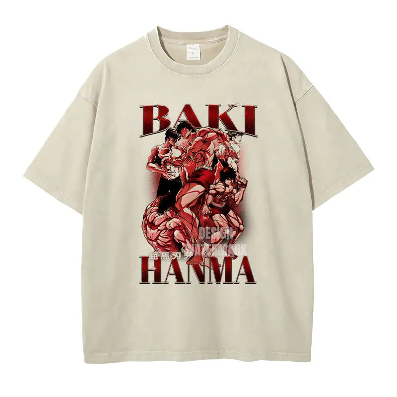 Baki Hanma Oversized Vintage Washed T-Shirt Manga Tee