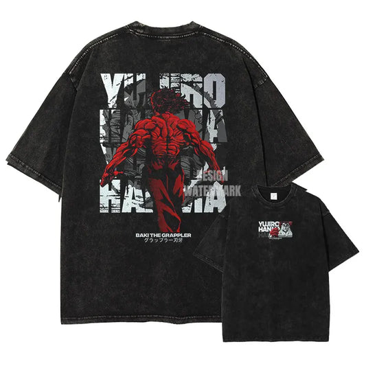 Baki Hanma Oversized Vintage Washed T-Shirt Manga Tee