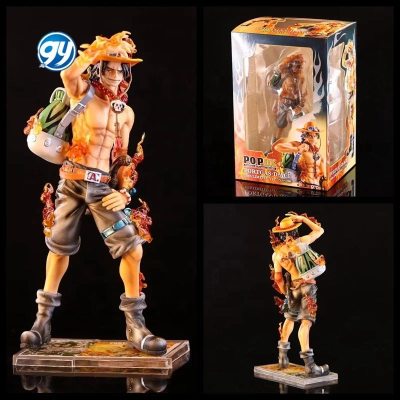 One Pieced 10th Anniversary Portgas D Ace Fire Fist Dual Head Changeable Hands Backpack GK Figure