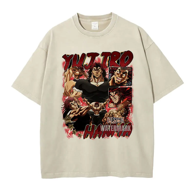 Baki Hanma Oversized Vintage Washed T-Shirt Manga Tee