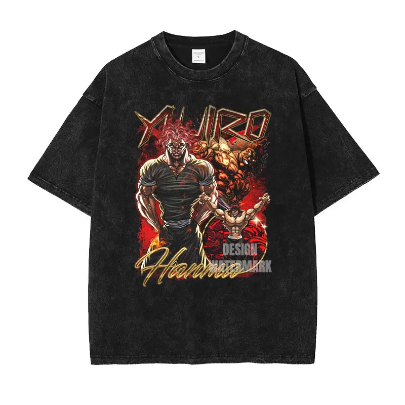 Baki Hanma Oversized Vintage Washed T-Shirt Manga Tee