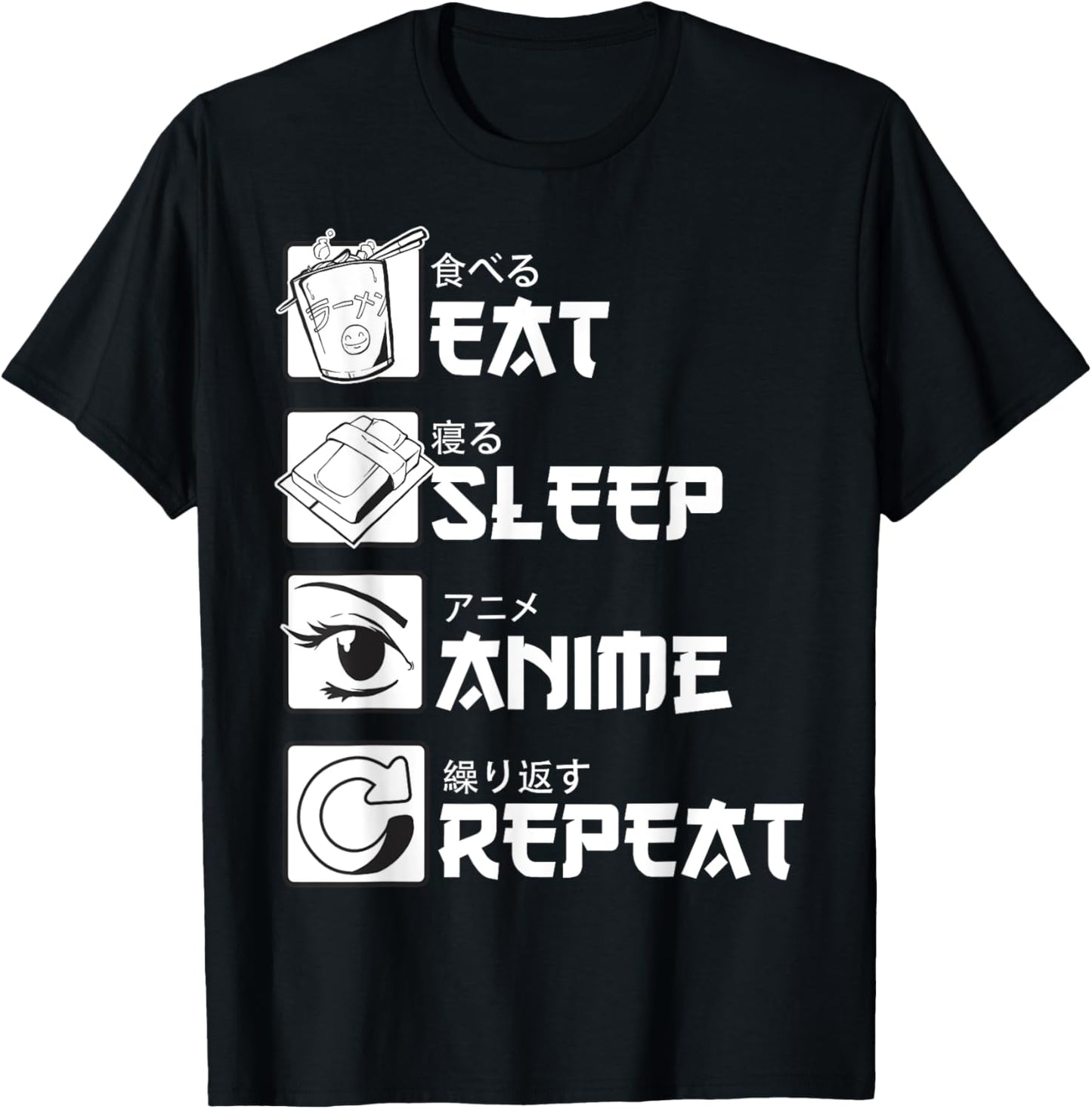 Anime Lifestyle T-Shirt for Men and Women - "Eat, Sleep, Anime, Repeat" Design