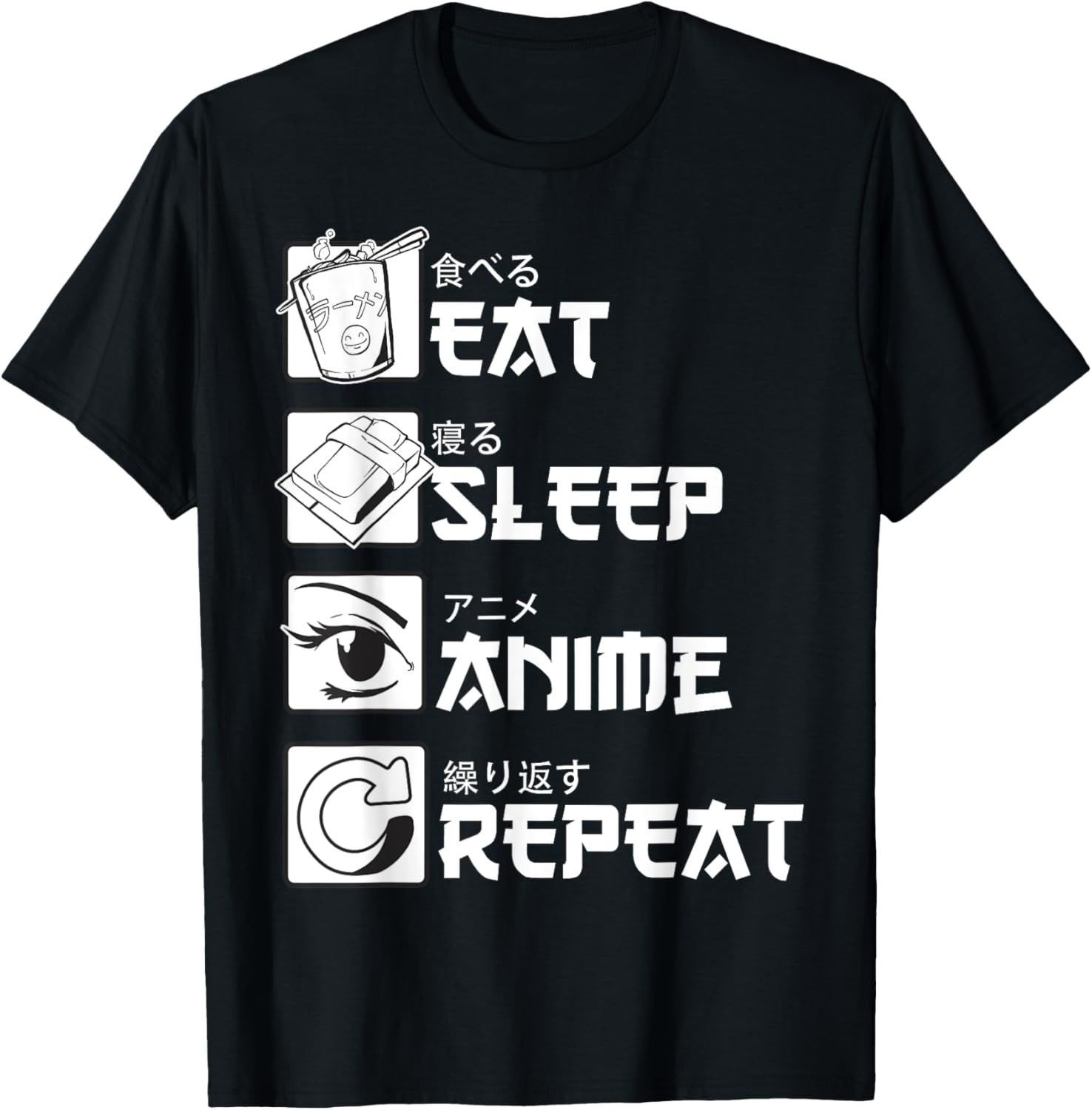 Anime Lifestyle T-Shirt for Men and Women - "Eat, Sleep, Anime, Repeat" Design