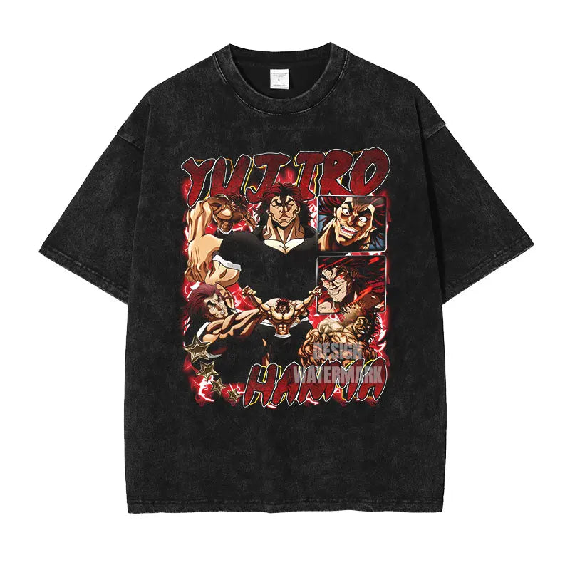 Baki Hanma Oversized Vintage Washed T-Shirt Manga Tee