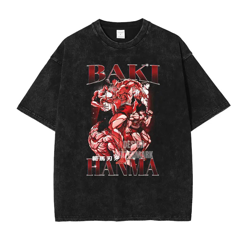 Baki Hanma Oversized Vintage Washed T-Shirt Manga Tee